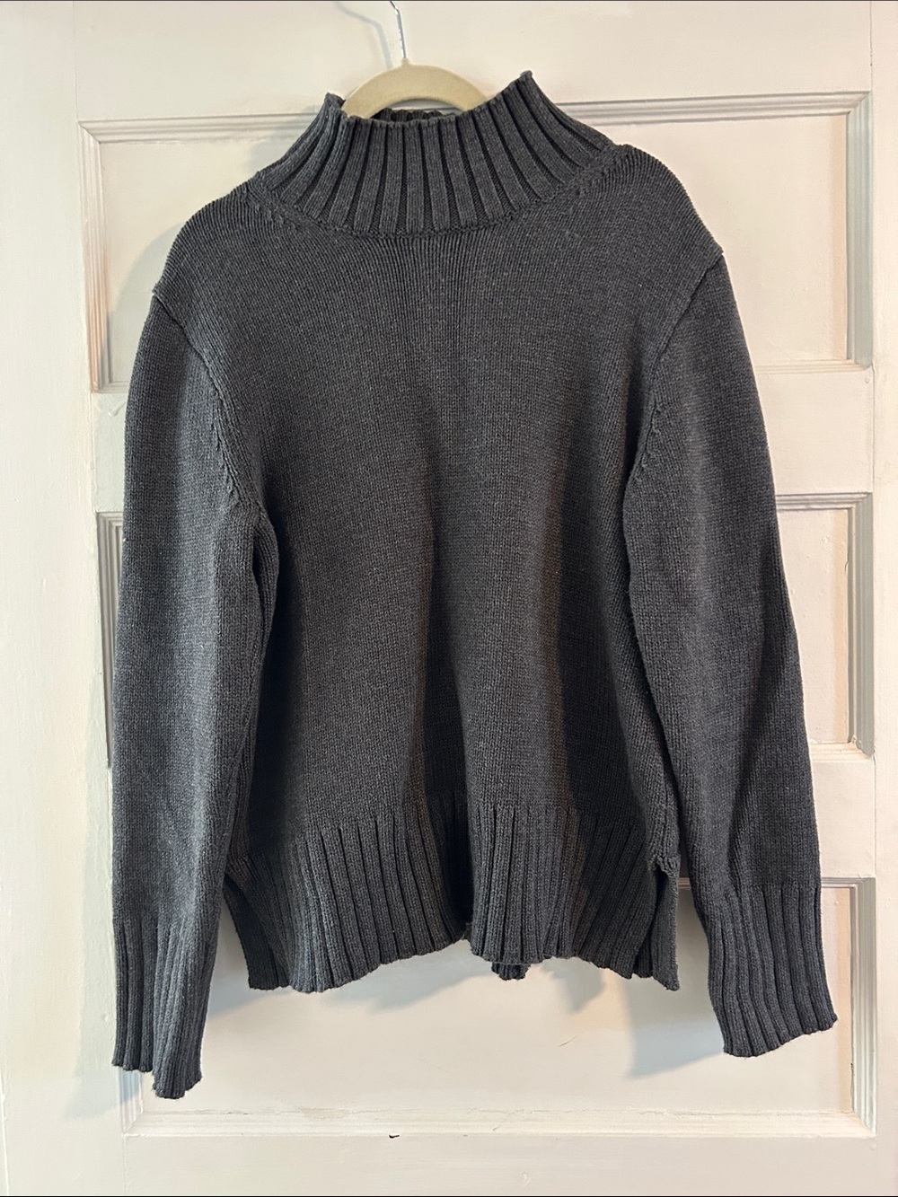 J. Crew Charcoal Ribbed Mock Neck Sweater - 100% cotton